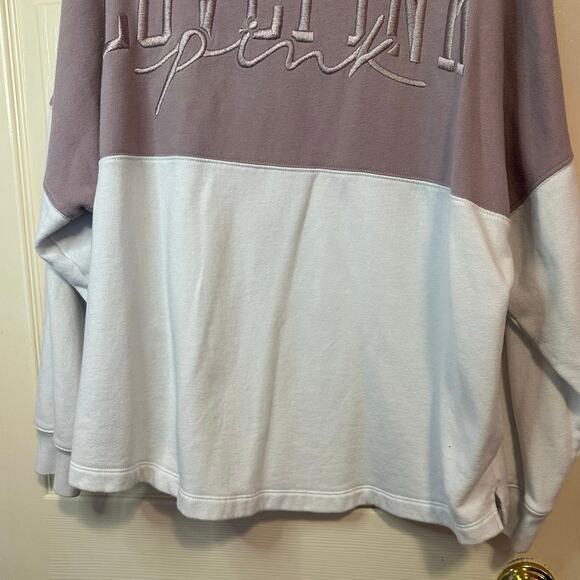 Victoria’s Secret PINK Oversized Varsity Cowl Neck Sweatshirt Size XL Colorblock - Picture 8 of 14